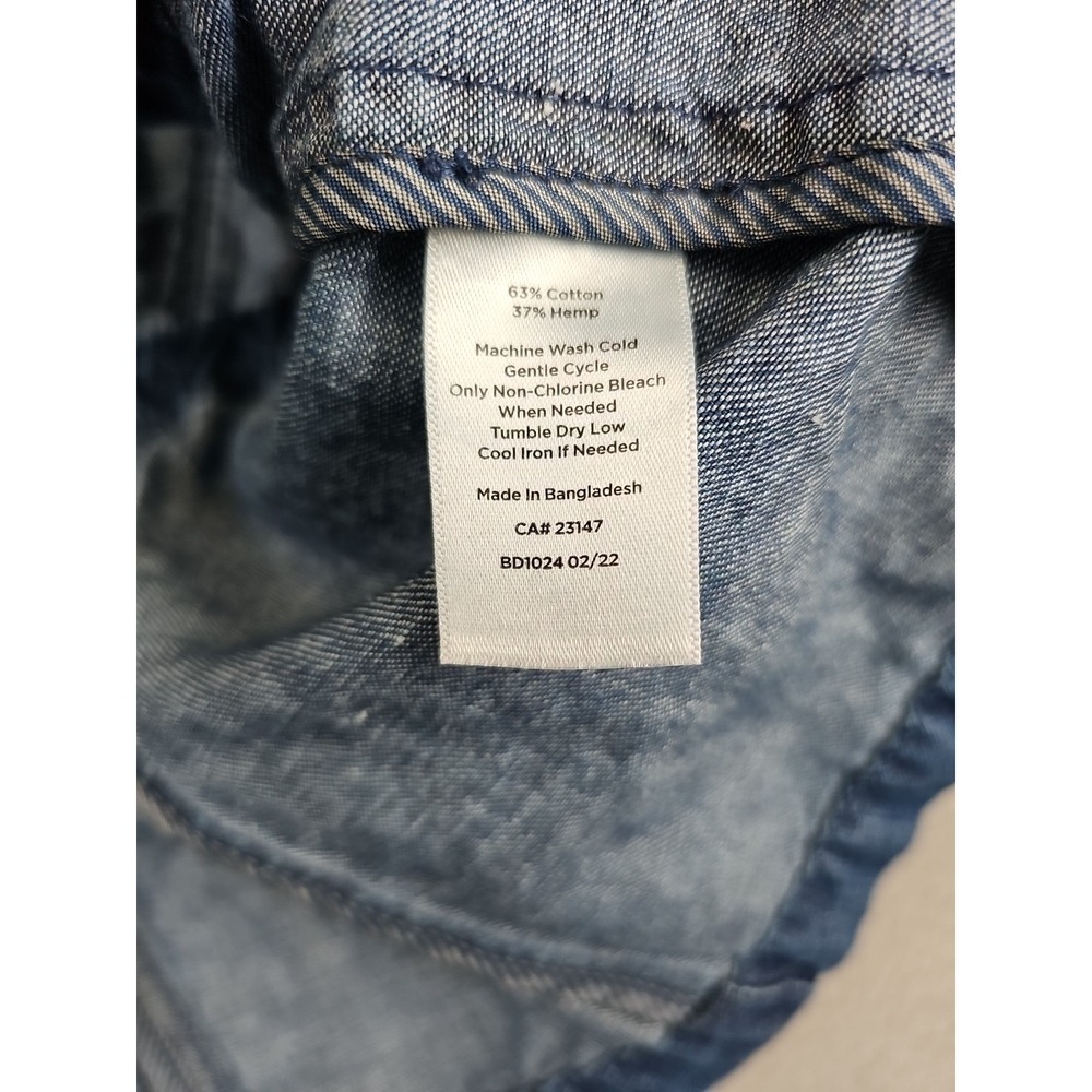 Talbots Petite Denim Utility Jacket Size P Blue Drawstring Waist Cotton/Hemp - Picture 9 of 12